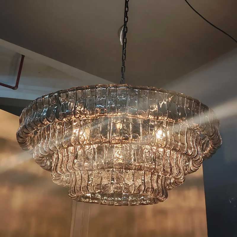 KL Ghiaccios Round Glass Chandelier 36" 48"
