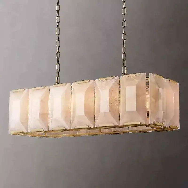 KL Harlew Alabaster Rectangular Chandelier 42"