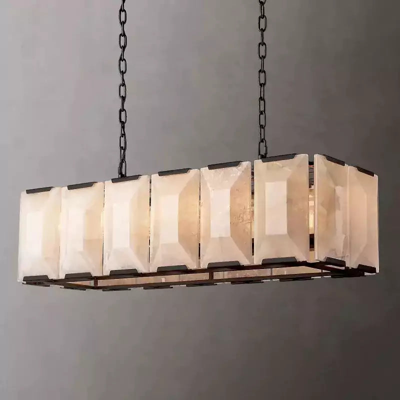 KL Harlew Alabaster Rectangular Chandelier 42"