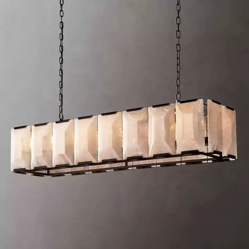 KL Harlew Alabaster Rectangular Chandelier 54"