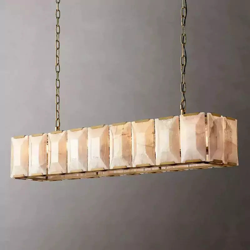 KL Harlew Alabaster Rectangular Chandelier 62"