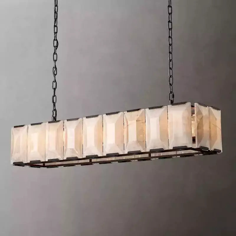 KL Harlew Alabaster Rectangular Chandelier 62"