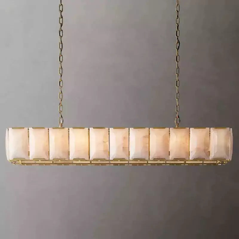 KL Harlew Alabaster Rectangular Chandelier 74"