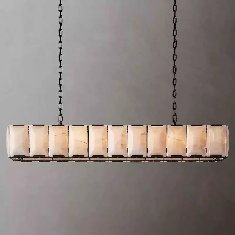 KL Harlew Alabaster Rectangular Chandelier 74"