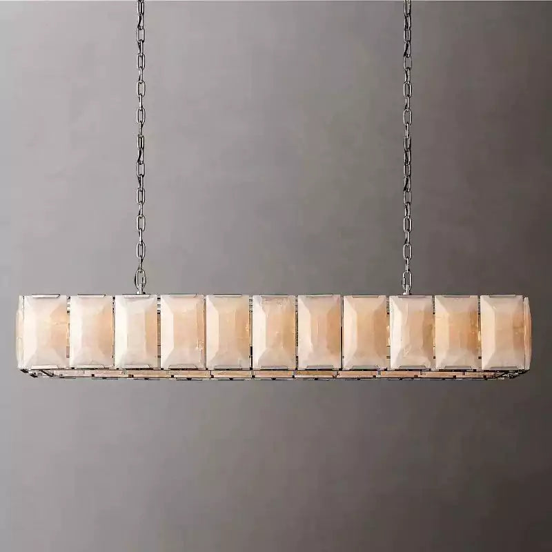 KL Harlew Alabaster Rectangular Chandelier 74"