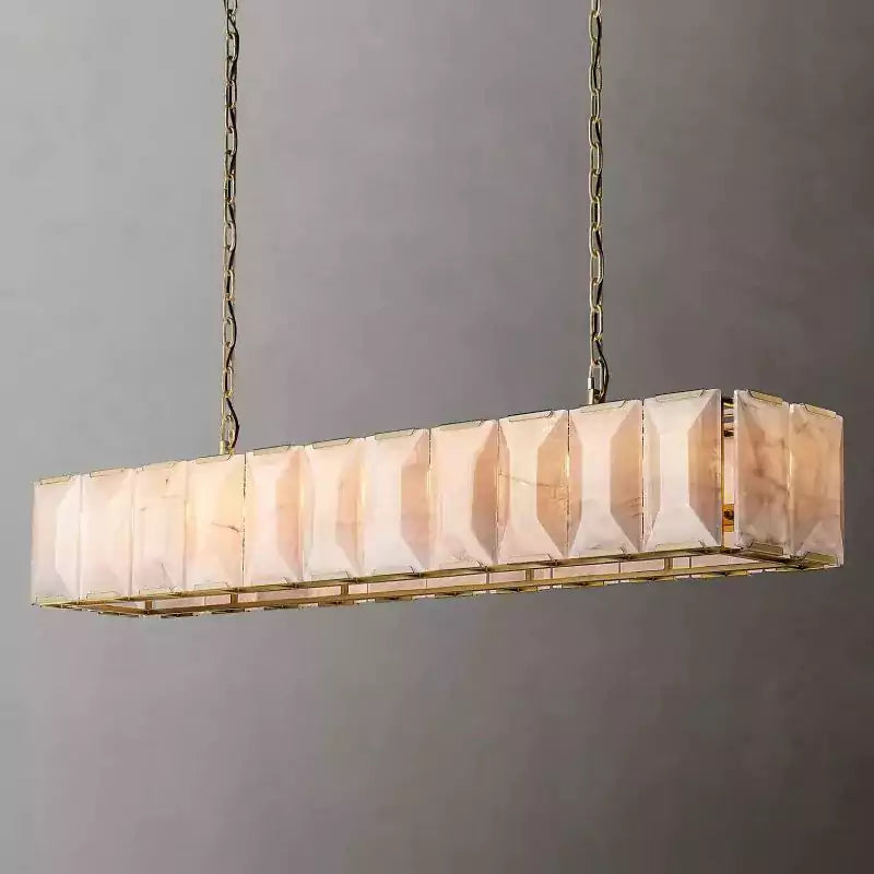 KL Harlew Alabaster Rectangular Chandelier 74"