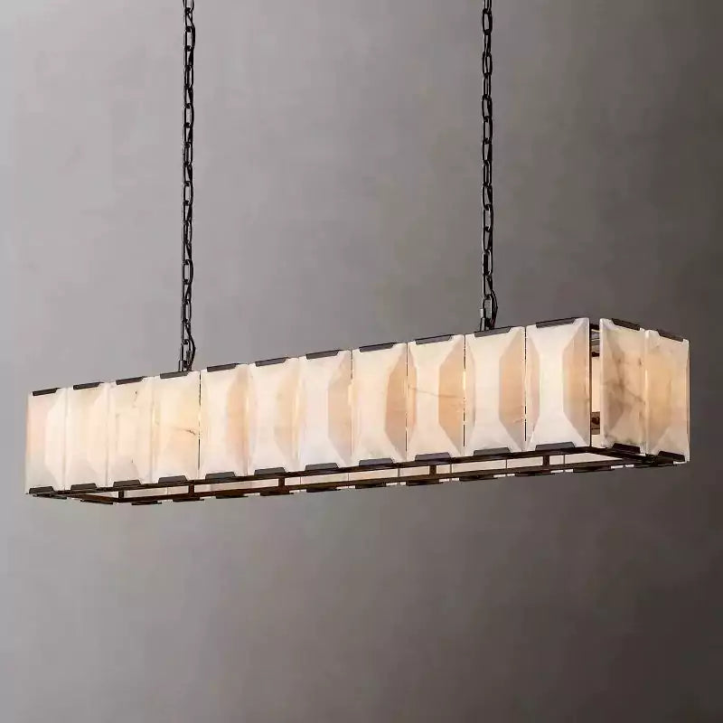 KL Harlew Alabaster Rectangular Chandelier 74"