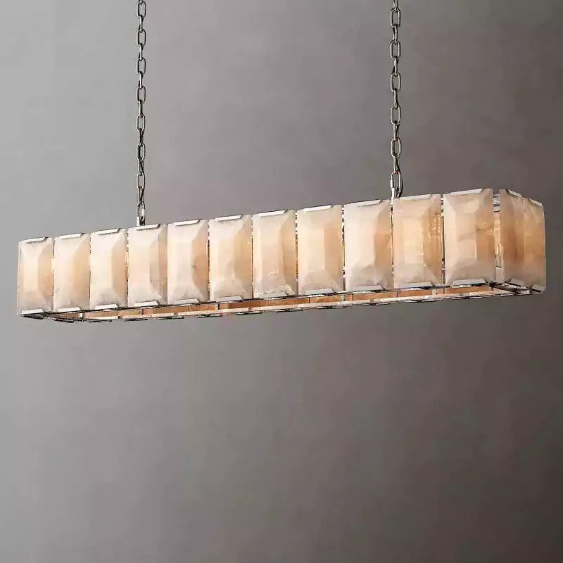 KL Harlew Alabaster Rectangular Chandelier 74"