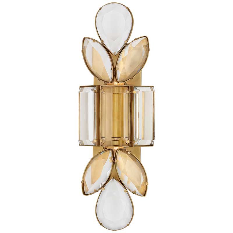 KL Loyd Brass Large Jewelry Crystal Wall Sconce