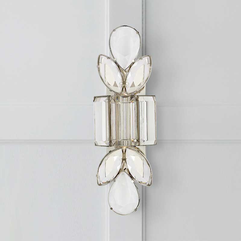 KL Loyd Brass Large Jewelry Crystal Wall Sconce