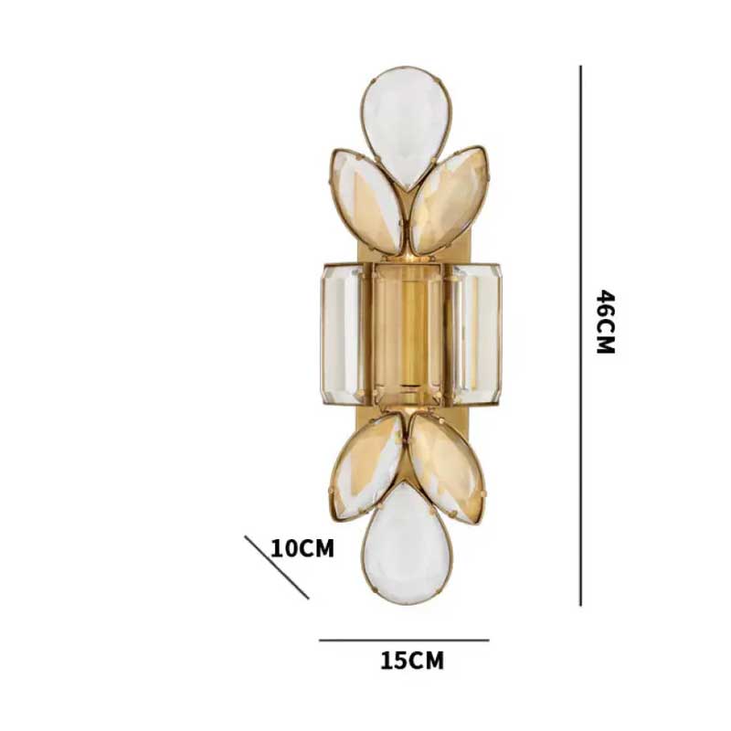 KL Loyd Brass Large Jewelry Crystal Wall Sconce