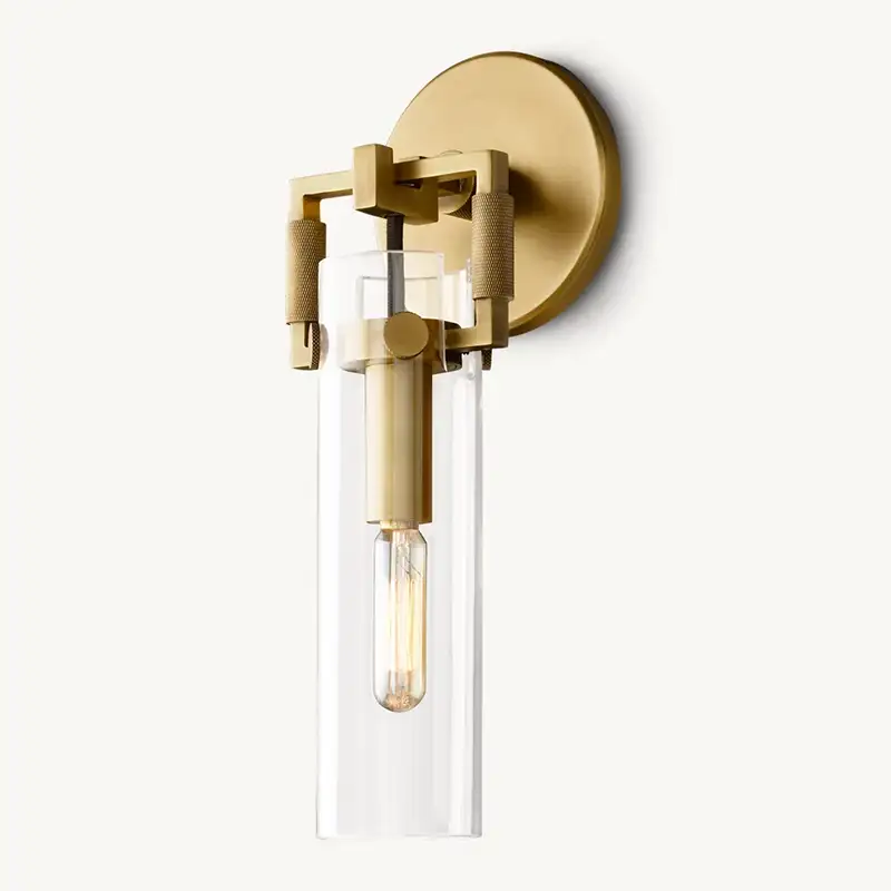 KL Machine Glass Cylinder Sconce 9"
