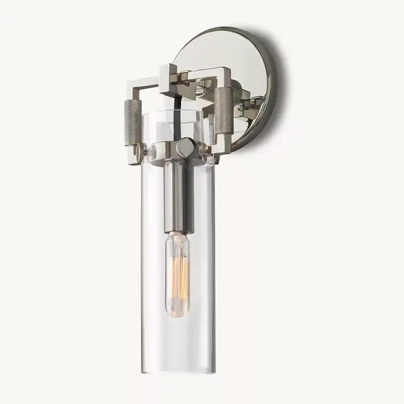 KL Machine Glass Cylinder Sconce 9"