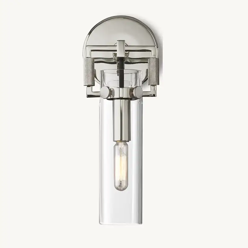 KL Machine Glass Cylinder Sconce 9"
