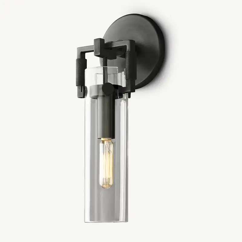 KL Machine Glass Cylinder Sconce 9"
