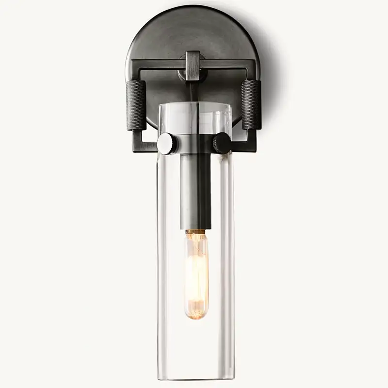 KL Machine Glass Cylinder Sconce 9"