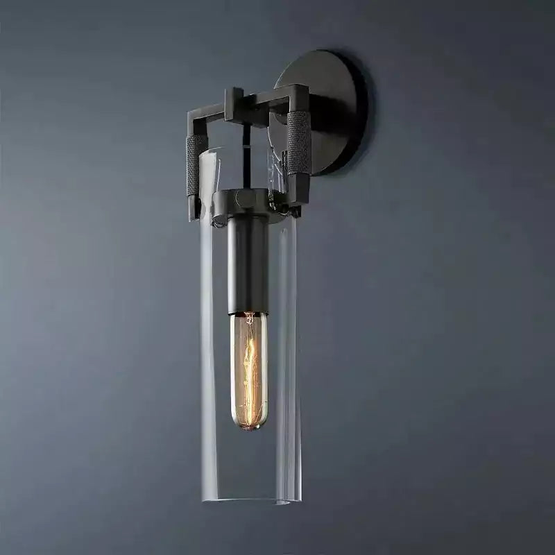 KL Machine Glass Cylinder Wall Sconce 12"