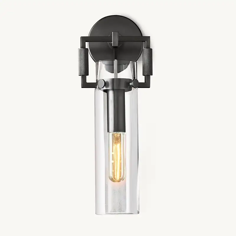 KL Machine Glass Cylinder Wall Sconce 12"