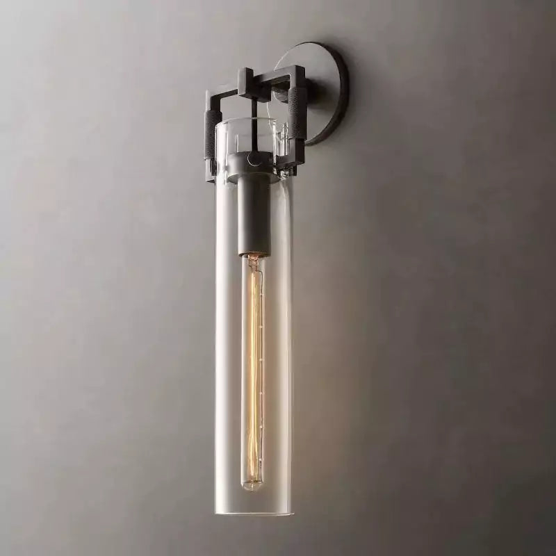 KL Machine Glass Cylinder Wall Sconce 16"