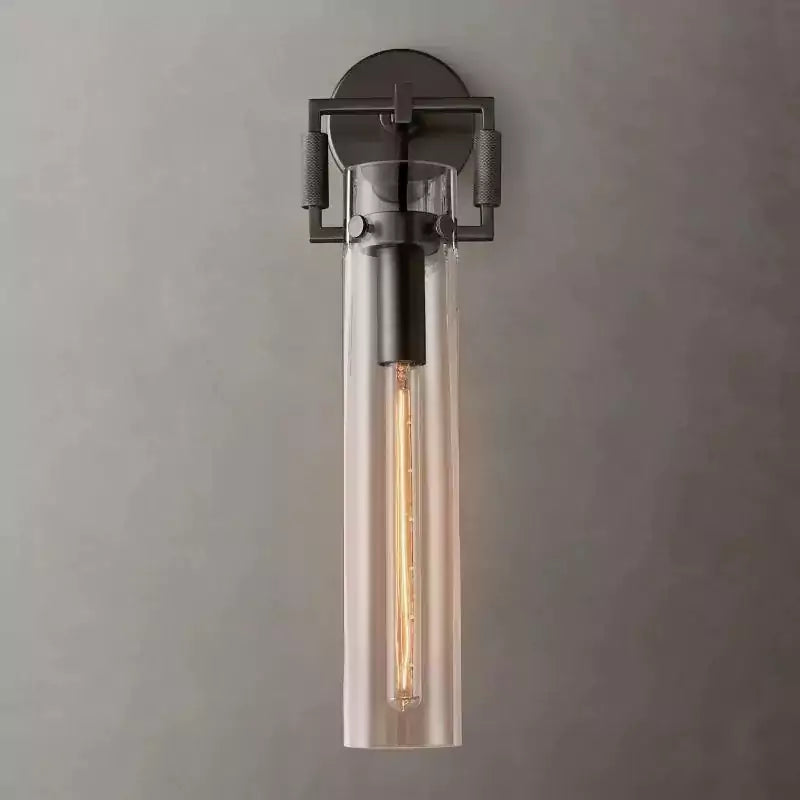 KL Machine Glass Cylinder Wall Sconce 16"