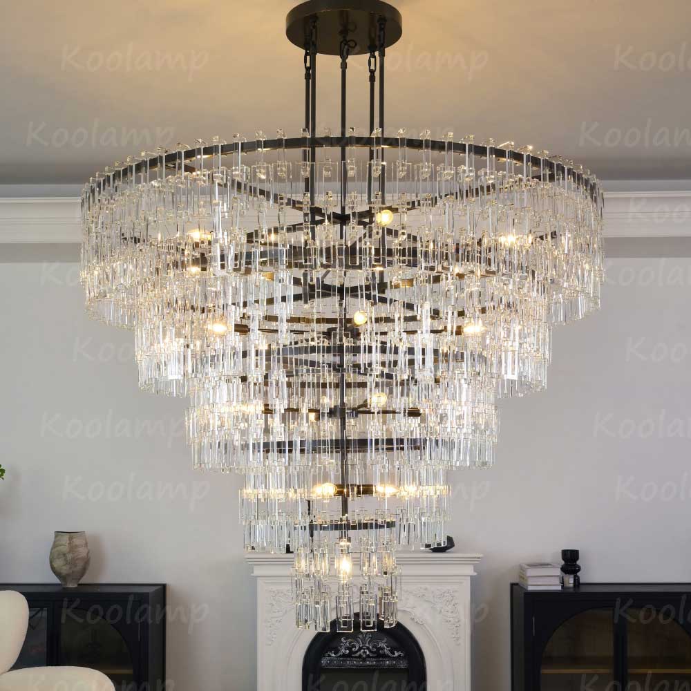 Marignam Crystal Chain Tiered Round Chandelier 60"