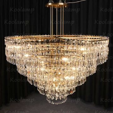 Marignam Crystal Chain Tiered Round Chandelier 60"