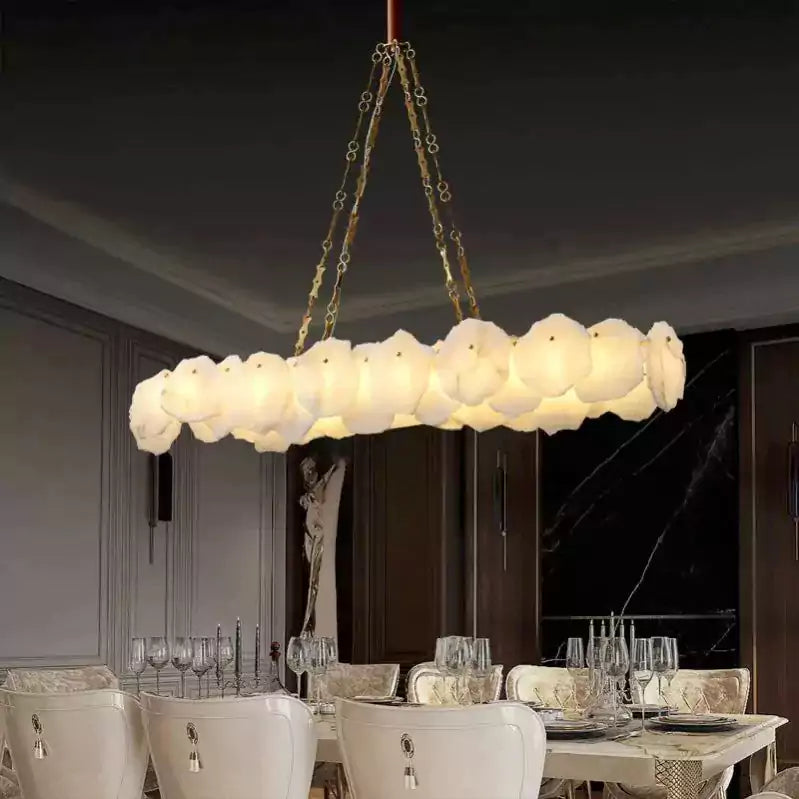 Nasile Linear Alabaster Chain Chandelier