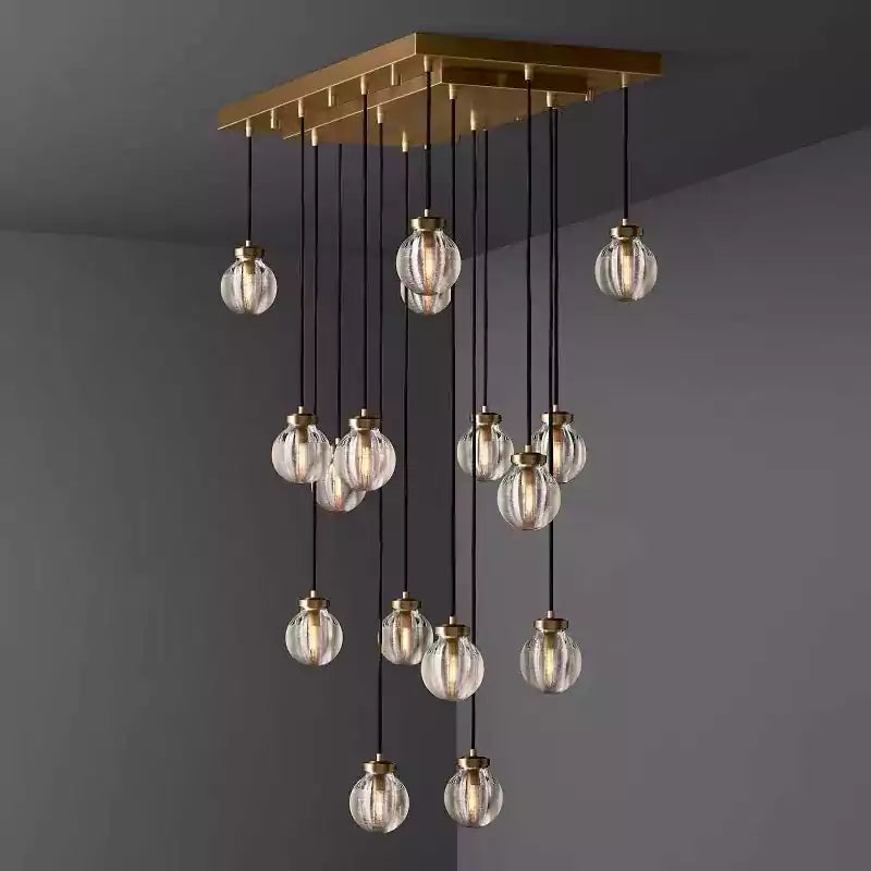 KL Pearls Spherical Rectangular Chandelier 36"