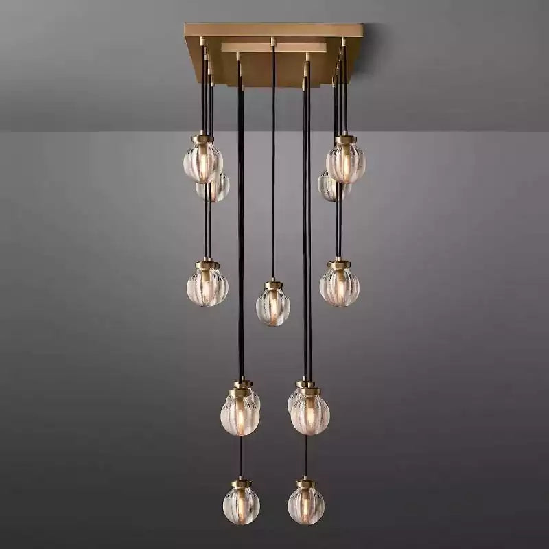 KL Pearls Spherical Rectangular Chandelier 36"