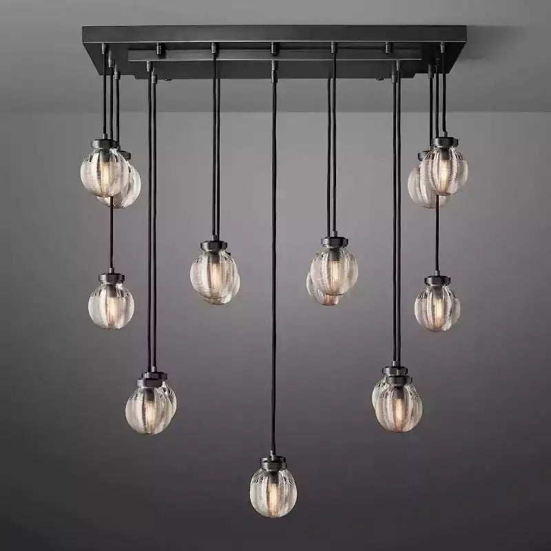 KL Pearls Spherical Rectangular Chandelier 36"