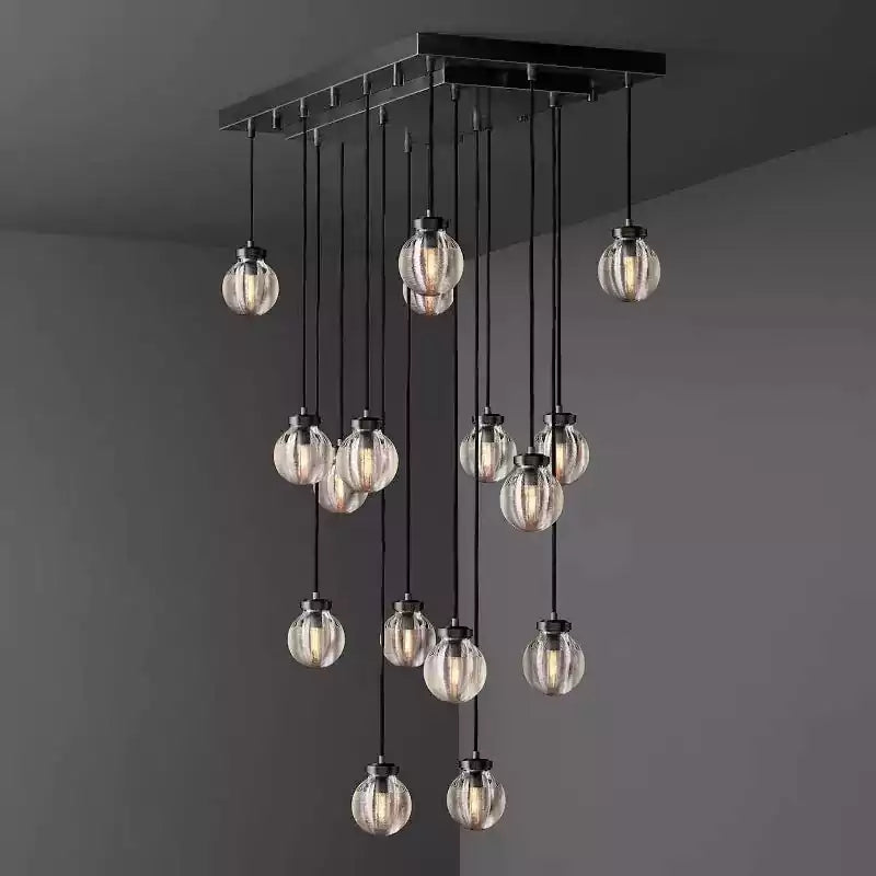 KL Pearls Spherical Rectangular Chandelier 36"