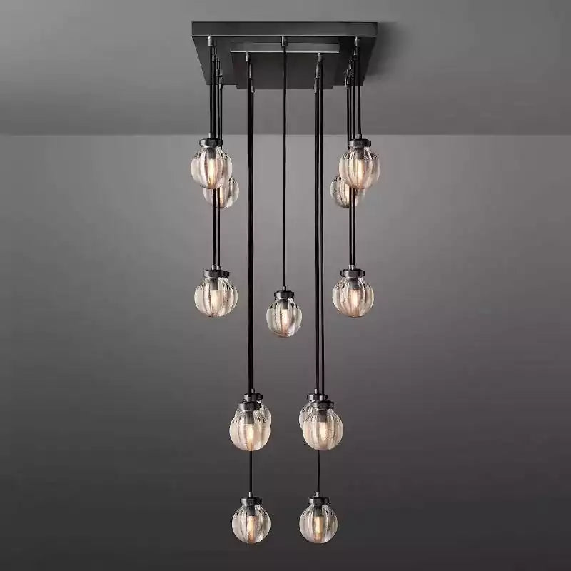KL Pearls Spherical Rectangular Chandelier 36"