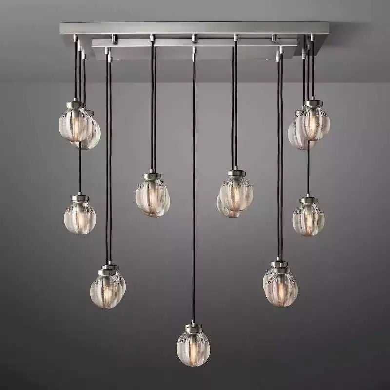 KL Pearls Spherical Rectangular Chandelier 36"