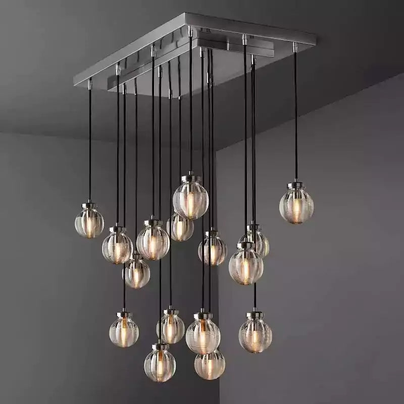 KL Pearls Spherical Rectangular Chandelier 36"