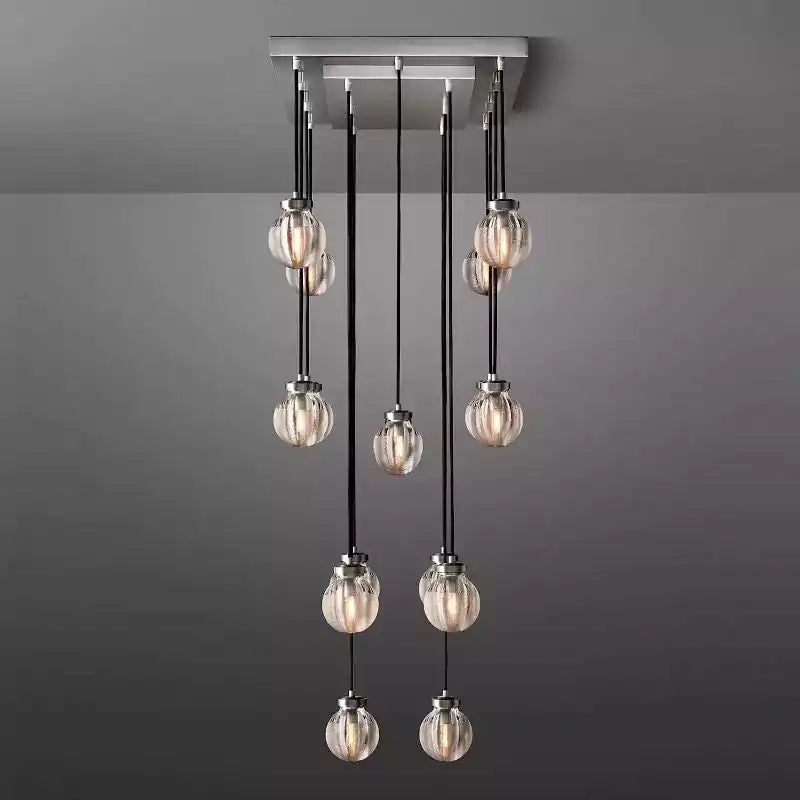 KL Pearls Spherical Rectangular Chandelier 36"