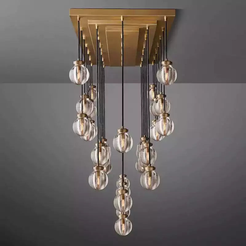 KL Pearls Spherical Rectangular Chandelier 72"