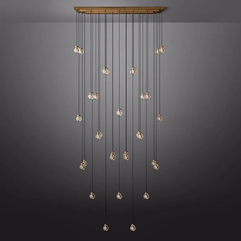 KL Pearls Spherical Rectangular Chandelier 72"