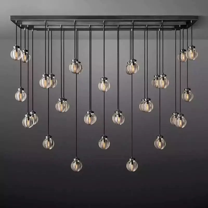 KL Pearls Spherical Rectangular Chandelier 72"