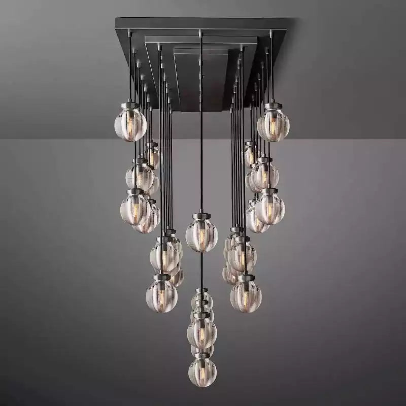 KL Pearls Spherical Rectangular Chandelier 72"