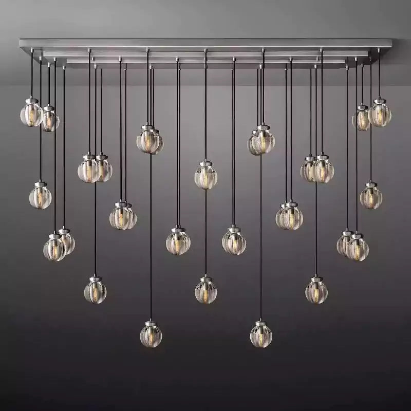KL Pearls Spherical Rectangular Chandelier 72"
