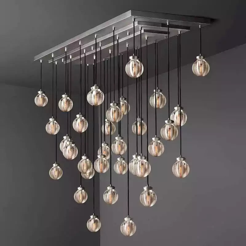 KL Pearls Spherical Rectangular Chandelier 72"