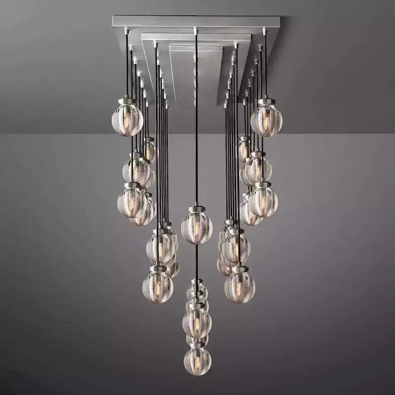 KL Pearls Spherical Rectangular Chandelier 72"