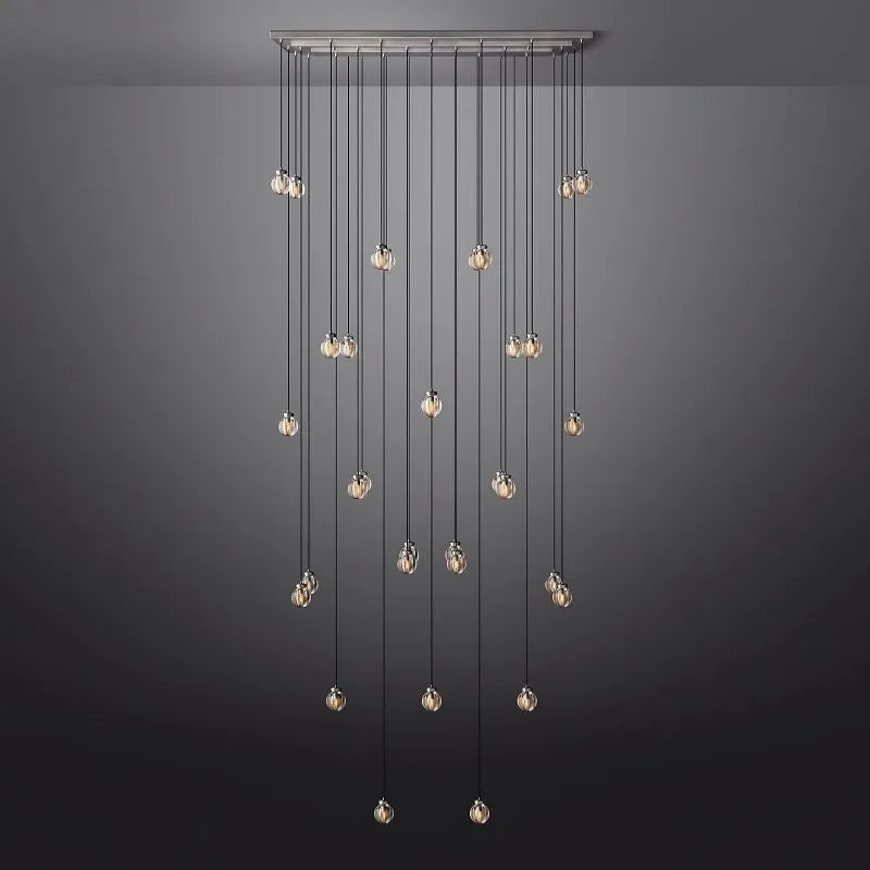 KL Pearls Spherical Rectangular Chandelier 72"