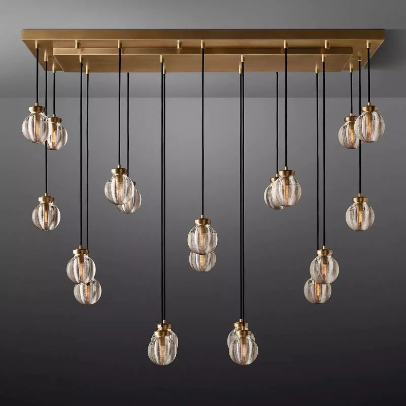 KL Pearls Spherical Rectangular Chandelier 54"