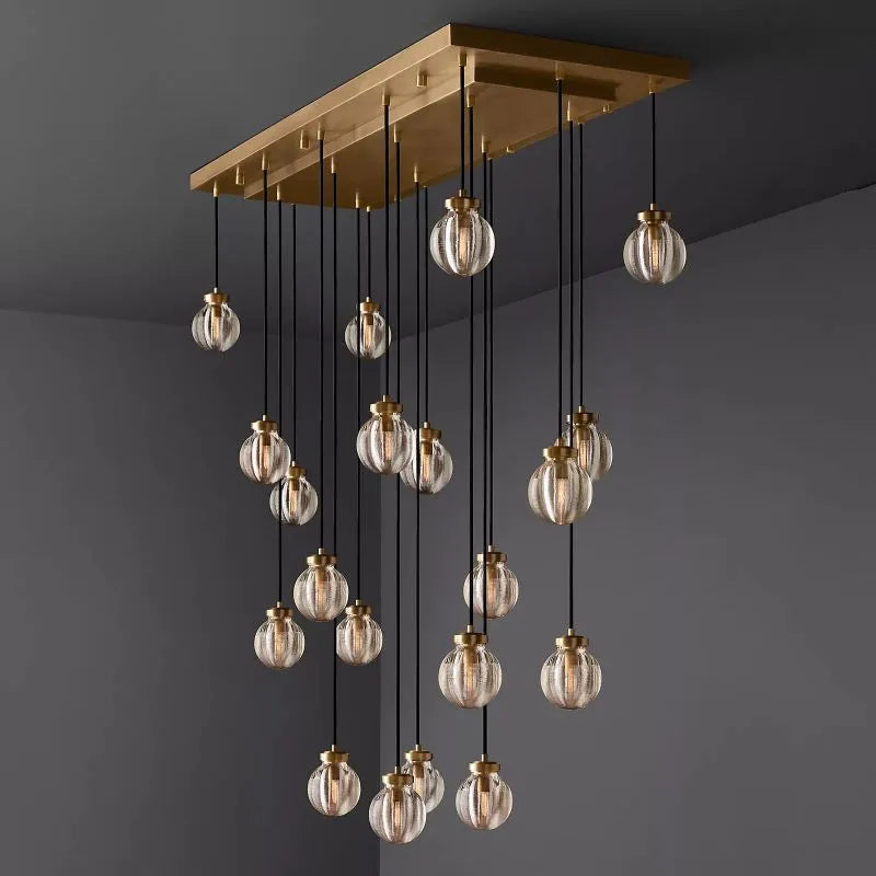 KL Pearls Spherical Rectangular Chandelier 54"