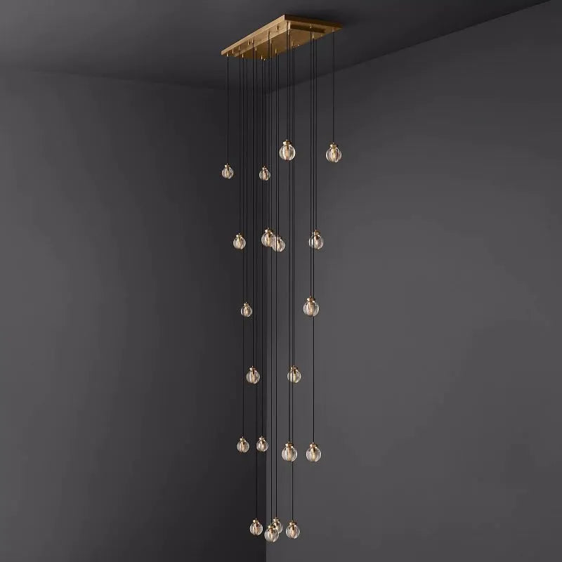KL Pearls Spherical Rectangular Chandelier 54"