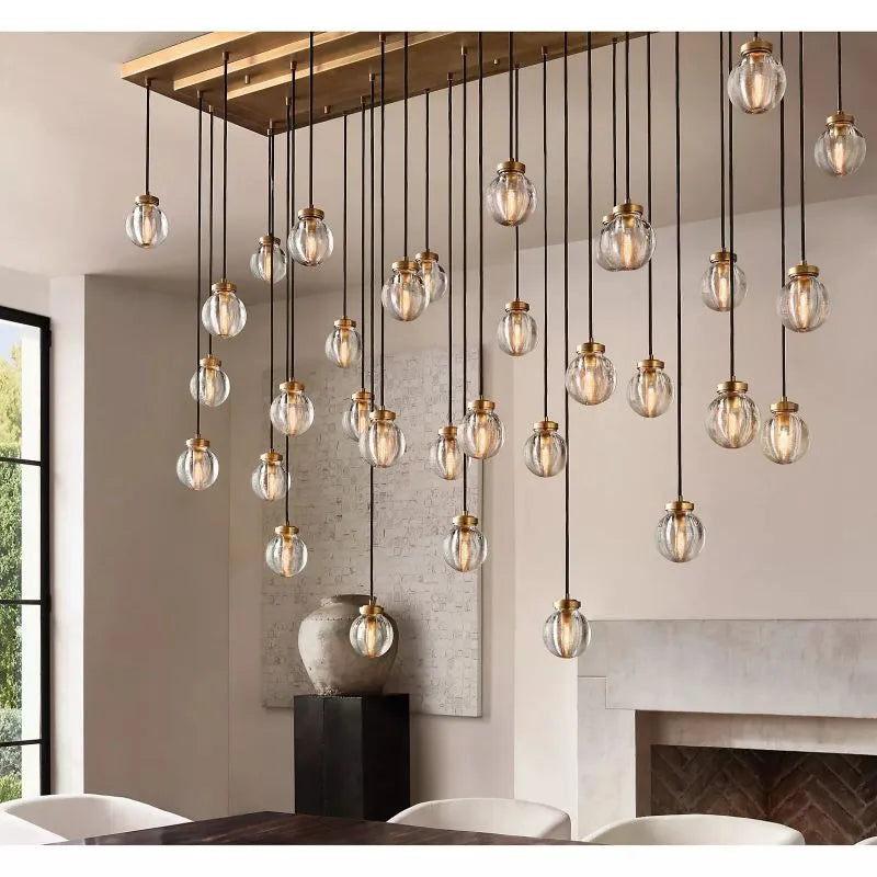 KL Pearls Spherical Rectangular Chandelier 54"
