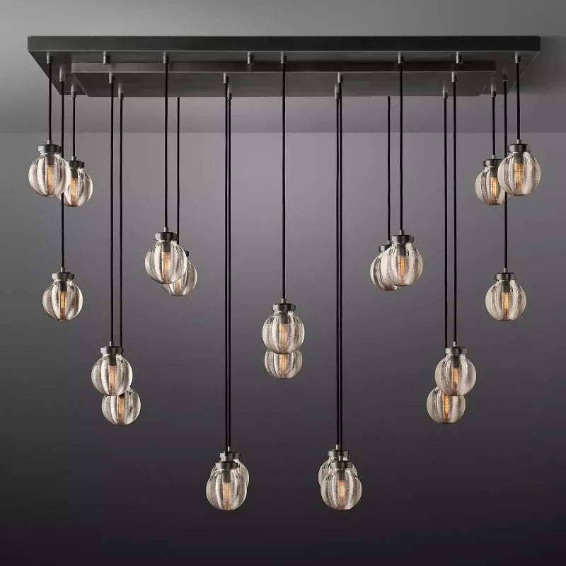 KL Pearls Spherical Rectangular Chandelier 54"