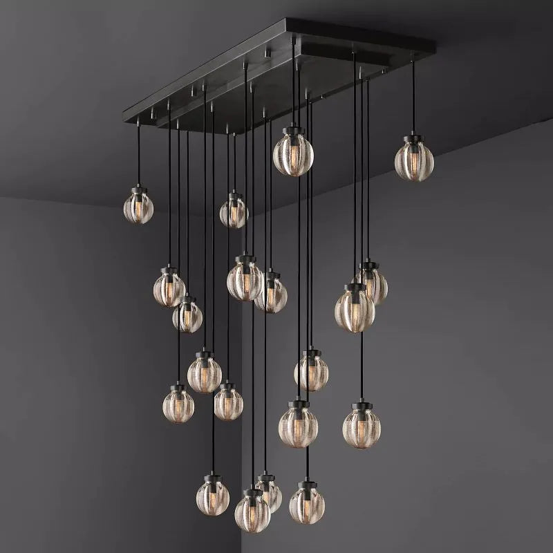 KL Pearls Spherical Rectangular Chandelier 54"