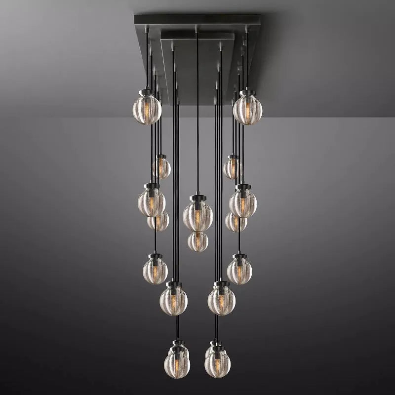KL Pearls Spherical Rectangular Chandelier 54"